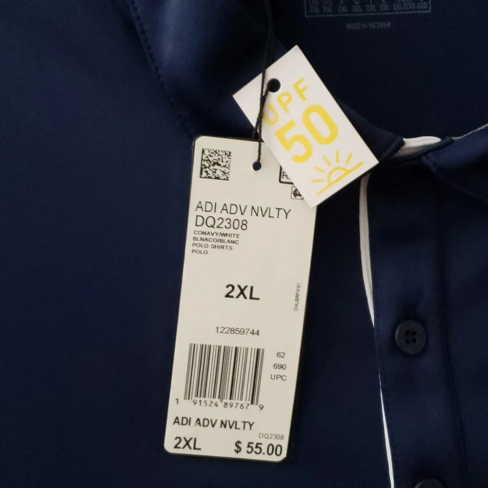 adidas Men's Advantage  Polo  Golf Shirt 2XL Collegiate Navy White